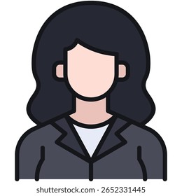 Professional Woman Icon with Dark Hair and Business Suit