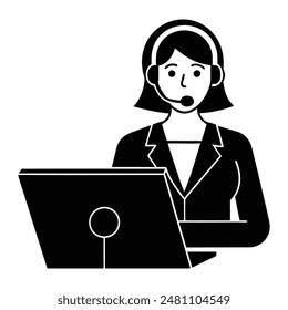 Professional woman Leading Webinar with Headset Silhouette