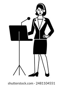 Professional Woman Leading Webinar with Headset