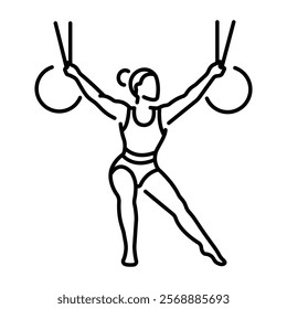 A professional woman showing her acrobatic skill icon in line style 