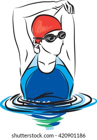 professional woman swimmer stretching illustration