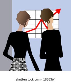 professional women illustration with arrow off the chart