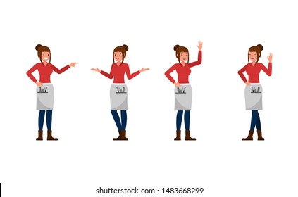 Professional Women Stylist working in barber shop vector character design.
