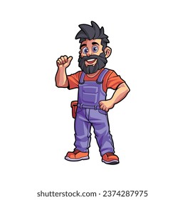 Professional worker cartoon graphic Builder Mascot character illustration
