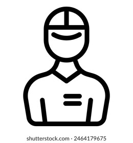 Professional worker line icon in black and white with cap and uniform, perfect for representing skilled staff in various occupations and industries