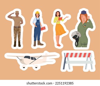grupo de trabajadores profesionales y avión
