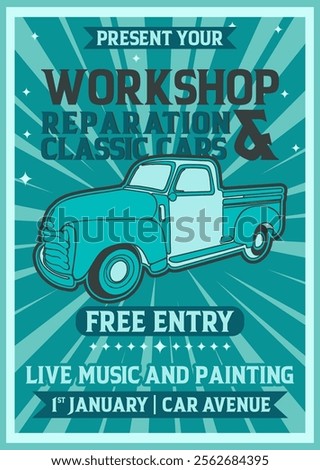 Professional WORKSHOP REPARATION Poster Design Vector Illustration for Your Promotions