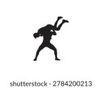 Professional wrestlers performing a powerful suplex throw in this dynamic black silhouette on white background