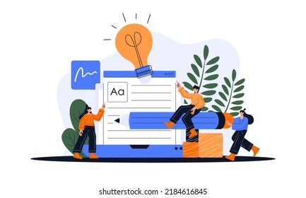 Professional Writer, bloggers, journalists, screenwriter, copywriter, author concept illustration set. Creative people writing texts. Vector illustration