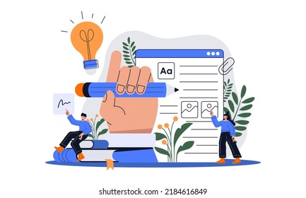 Professional Writer, bloggers, journalists, screenwriter, copywriter, author concept illustration set. Creative people writing texts. Vector illustration