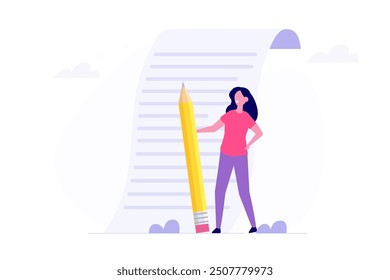 Professional writer.  Journalist or copywriter. Vector illustration.