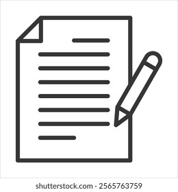 Professional Writing Icon Vector Illustration Outline Style