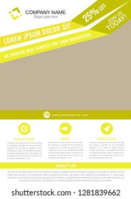 Professional yellow flyer template. Vector illustration.