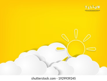 professional yellow realistic gradient background vector with bright shiny weather papercut style