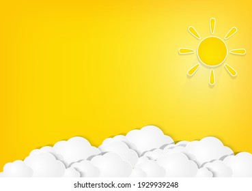 professional yellow realistic gradient background vector with bright shiny weather papercut style