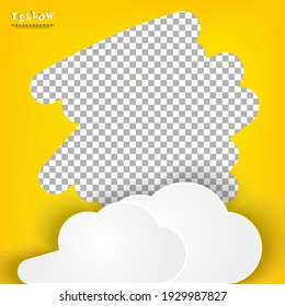 professional yellow realistic gradient background square vector with cloud papercut style fit for social media template,sale promotion, post business ,online shop,etc