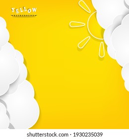 professional yellow realistic gradient background square vector with cloud papercut style fit for social media template,sale promotion, post business ,online shop,etc