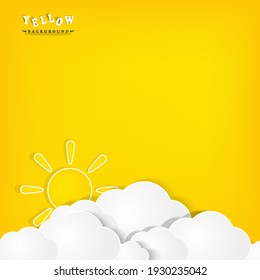 professional yellow realistic gradient background square vector with cloud papercut style fit for social media template,sale promotion, post business ,online shop,etc
