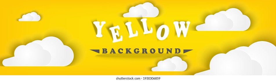 professional yellow realistic gradient web banner header vector design with cloud papercut style fit for social media template,sale promotion, post business ,online shop,etc