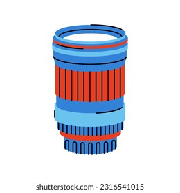 Professional zoom camera lens isolated on white background.