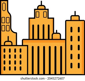 Icono de complejo comercial profesional contemporáneo sobre fondo blanco