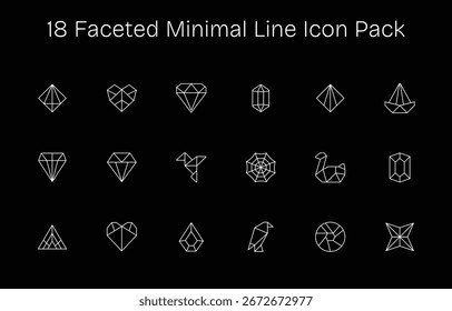 Diseñado profesionalmente 18 iconos en estilo Minimal Line, capturando la esencia de Faceted para el diseño de interfaz de usuario.