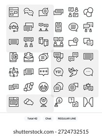 Professionell gestaltete 42 Icons in Regular Line, die die Essenz von Chat für UI-Design.