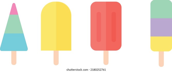 Professionally designed four types of delicious colored ice cream in different colors on a white background