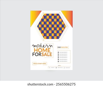 Professionally designed 'Home for Sale' flyer featuring modern, eye-catching visuals ideal for real estate marketing. This flyer is perfect for promoting properties with a sleek layout, easy-to-read .