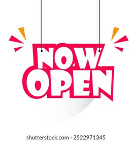 Professionally designed Now Opening Banner Illustration Design on White Background