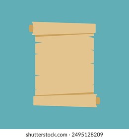 Ilustración de icono de papel de desplazamiento antiguo diseñado profesionalmente sobre fondo azul claro