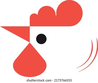 Professionally designed red rooster head icon on a white background