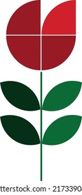 Professionally designed red rose with leaves icon on a white background
