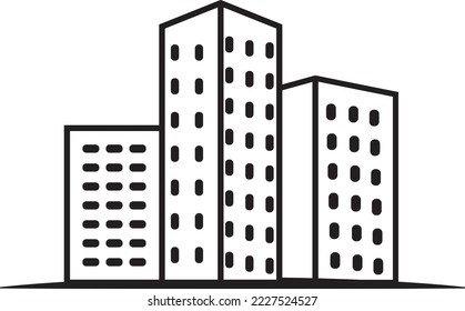 Professionally designed residential towers vector drawing on a white background
