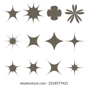 Professionally designed sparkling flat vector stars collection