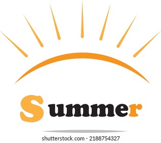 Professionally designed summer logo with sun rays on a white background