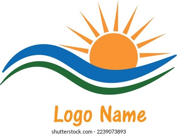Professionally designed wave and sunshine logo on a background