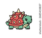 Professionally drawn charming vector illustration of a cute styled spiny turtle or dragon turtle creature