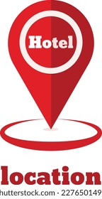 Professionally drawn hotel geolocation icon on a white background