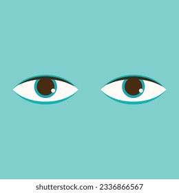 Professionally drawn illustration of blue eyes on a cyan background