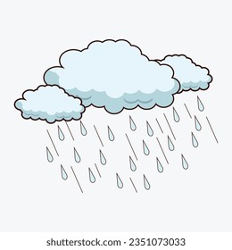 Professionally drawn illustration of rainy clouds on a white background