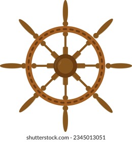 Professionally drawn ship steering wheel illustration on a white background