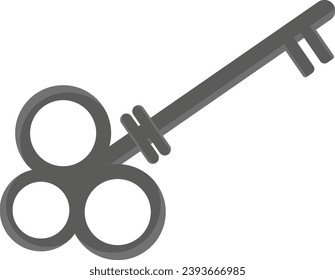 Professionally drawn vintage key illustration on white background