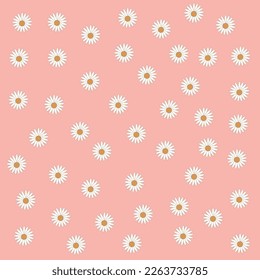 Professionally drawn white floral background wallpaper illustration on a pink background