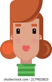 Professionally drawn young girl with beautiful orange hair on white background