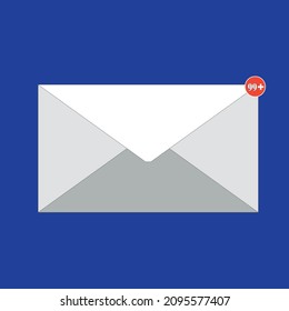 Professionally email message icon with notifications on a blue background
