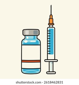 A professionally styled image of vaccine vial and syringe, great for presentations, concept marketing, and digital resources.
