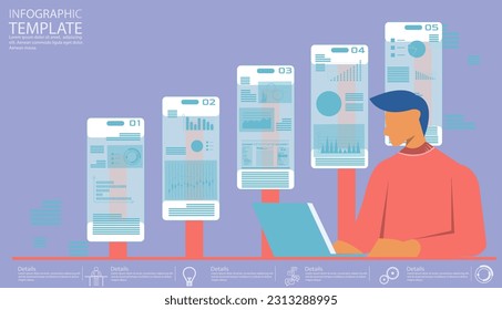 Profis, die Graphen analysieren.Online Stock Trading.Design-Template-Anwendungs-Schnittstelle mit flachen Illustrationen,UI,Idee und Konzept denken Kreativität moderne Design-Vektorgrafik