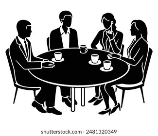  Professionals Chatting Over Coffee in Office