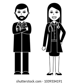 professionals couple of doctor hospital staff
